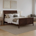 Cama de plataforma tipo trineo blanca/nogal con pie de cama – Full y Queen, 2 personas