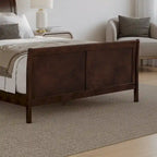 Cama de plataforma tipo trineo blanca/nogal con pie de cama – Full y Queen, 2 personas
