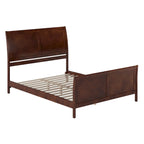 Cama de plataforma tipo trineo blanca/nogal con pie de cama – Full y Queen, 2 personas