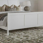 Cama de plataforma tipo trineo blanca/nogal con pie de cama – Full y Queen, 2 personas
