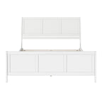 Cama de plataforma tipo trineo blanca/nogal con pie de cama – Full y Queen, 2 personas
