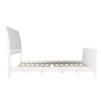 Cama de plataforma tipo trineo blanca/nogal con pie de cama – Full y Queen, 2 personas