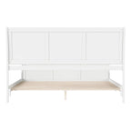 Cama de plataforma tipo trineo blanca/nogal con pie de cama – Full y Queen, 2 personas