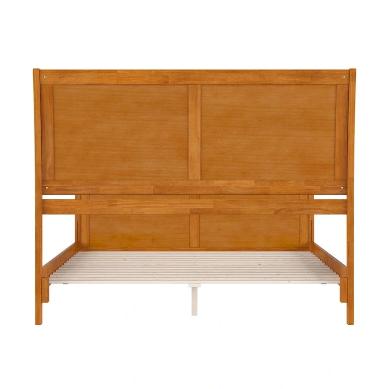 Cama de plataforma tipo trineo blanca/nogal con pie de cama – Full y Queen, 2 personas