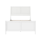 Cama de plataforma tipo trineo blanca/nogal con pie de cama – Full y Queen, 2 personas