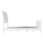 Cama de plataforma tipo trineo blanca/nogal con pie de cama – Full y Queen, 2 personas