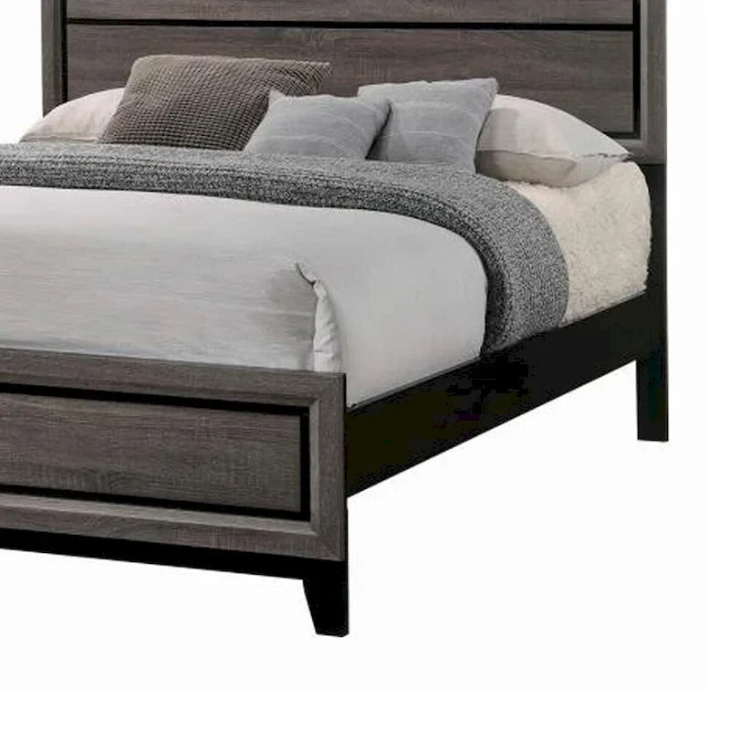 Cabecero de tablones de roble gris, cama king size, capacidad para 2 personas