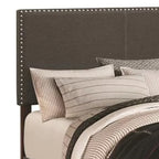 Cama Plataforma de Tela Gris Carbón con Ribete de Tachuelas, Queen, Duerme 2