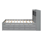 Cama de plataforma matrimonial gris/blanca con cama nido y 3 cajones, duerme 2 + 1 invitado