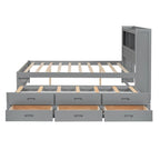 Cama de plataforma matrimonial gris/blanca con cama nido y 3 cajones, duerme 2 + 1 invitado