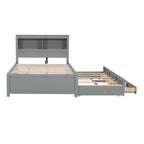 Cama de plataforma matrimonial gris/blanca con cama nido y 3 cajones, duerme 2 + 1 invitado