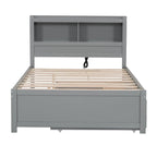 Cama de plataforma matrimonial gris/blanca con cama nido y 3 cajones, duerme 2 + 1 invitado