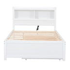 Cama de plataforma matrimonial gris/blanca con cama nido y 3 cajones, duerme 2 + 1 invitado