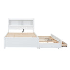 Cama de plataforma matrimonial gris/blanca con cama nido y 3 cajones, duerme 2 + 1 invitado