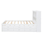 Cama de plataforma matrimonial gris/blanca con cama nido y 3 cajones, duerme 2 + 1 invitado