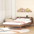 Estructura de cama plataforma individual de nogal/blanco envejecido/gris con puerto USB, para 1