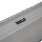 Estructura de cama plataforma individual de nogal/blanco envejecido/gris con puerto USB, para 1