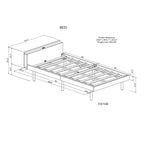 Estructura de cama plataforma individual de nogal/blanco envejecido/gris con puerto USB, para 1