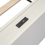 Estructura de cama plataforma individual de nogal/blanco envejecido/gris con puerto USB, para 1