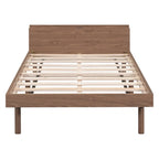 Estructura de cama plataforma individual de nogal/blanco envejecido/gris con puerto USB, para 1