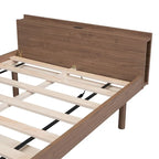 Estructura de cama plataforma individual de nogal/blanco envejecido/gris con puerto USB, para 1