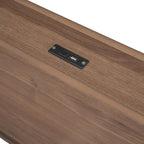 Estructura de cama plataforma individual de nogal/blanco envejecido/gris con puerto USB, para 1