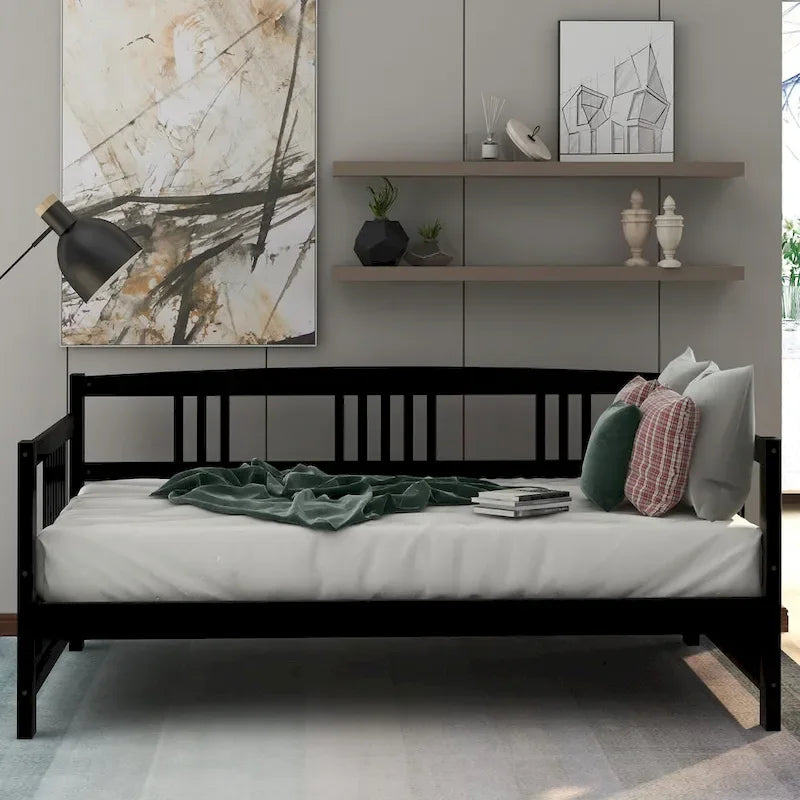 Sofá cama multifuncional de madera maciza: tamaño individual, con almacenamiento
