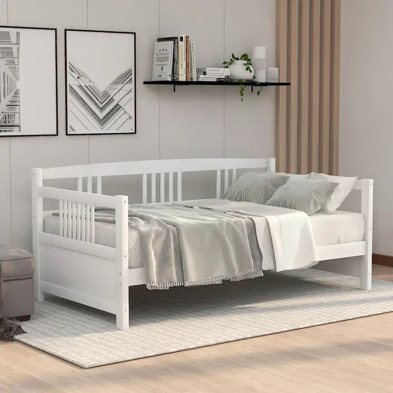 Sofá cama multifuncional de madera maciza: tamaño individual, con almacenamiento