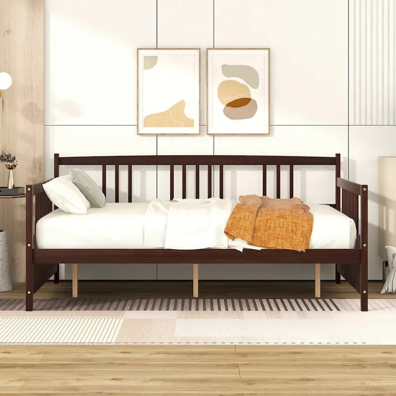 Sofá cama multifuncional de madera maciza: tamaño individual, con almacenamiento