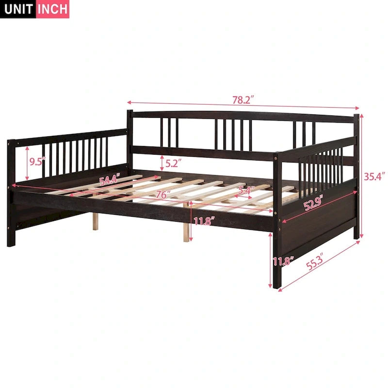 Sofá cama multifuncional de madera maciza: tamaño individual, con almacenamiento