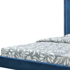 Cama King de Terciopelo Azul Marino con Ribete de Tachuelas – Capacidad para 1-2