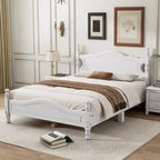 Estructura de cama de plataforma retro de madera blanca/negra - Matrimonial y Queen, 1 persona / 2 personas