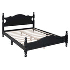 Estructura de cama de plataforma retro de madera blanca/negra - Matrimonial y Queen, 1 persona / 2 personas