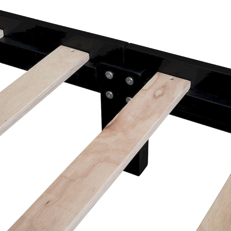 Estructura de cama de plataforma retro de madera blanca/negra - Matrimonial y Queen, 1 persona / 2 personas