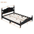 Estructura de cama de plataforma retro de madera blanca/negra - Matrimonial y Queen, 1 persona / 2 personas
