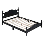 Estructura de cama de plataforma retro de madera blanca/negra - Matrimonial y Queen, 1 persona / 2 personas