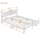 Estructura de cama de plataforma retro de madera blanca/negra - Matrimonial y Queen, 1 persona / 2 personas