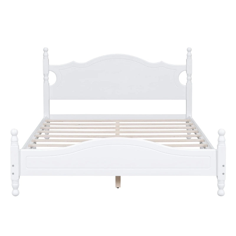 Estructura de cama de plataforma retro de madera blanca/negra - Matrimonial y Queen, 1 persona / 2 personas