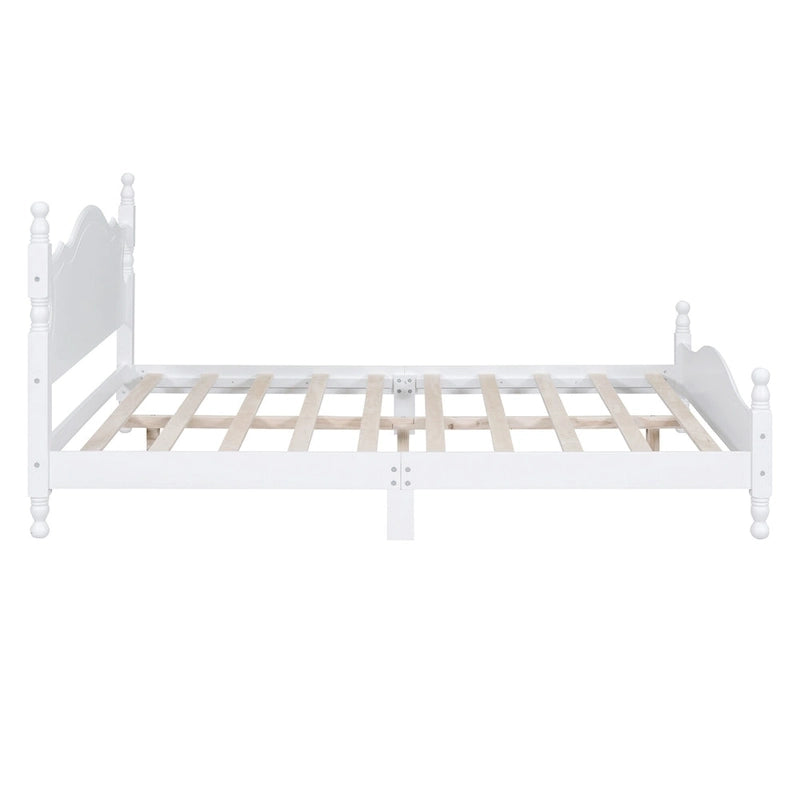 Estructura de cama de plataforma retro de madera blanca/negra - Matrimonial y Queen, 1 persona / 2 personas