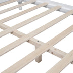 Estructura de cama de plataforma retro de madera blanca/negra - Matrimonial y Queen, 1 persona / 2 personas