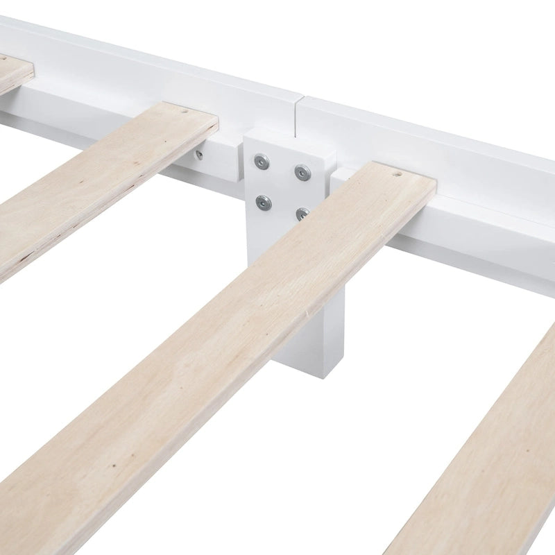 Estructura de cama de plataforma retro de madera blanca/negra - Matrimonial y Queen, 1 persona / 2 personas