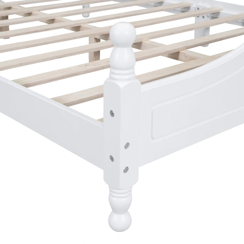Estructura de cama de plataforma retro de madera blanca/negra - Matrimonial y Queen, 1 persona / 2 personas