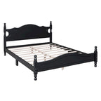 Estructura de cama de plataforma retro de madera blanca/negra - Matrimonial y Queen, 1 persona / 2 personas
