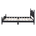 Estructura de cama de plataforma retro de madera blanca/negra - Matrimonial y Queen, 1 persona / 2 personas