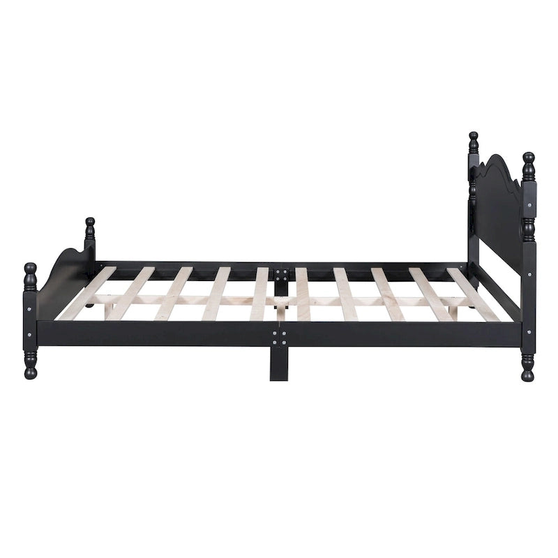 Estructura de cama de plataforma retro de madera blanca/negra - Matrimonial y Queen, 1 persona / 2 personas