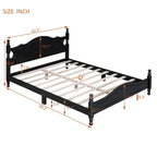 Estructura de cama de plataforma retro de madera blanca/negra - Matrimonial y Queen, 1 persona / 2 personas