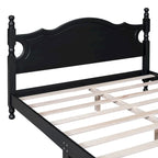 Estructura de cama de plataforma retro de madera blanca/negra - Matrimonial y Queen, 1 persona / 2 personas