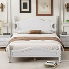 Estructura de cama de plataforma retro de madera blanca/negra - Matrimonial y Queen, 1 persona / 2 personas