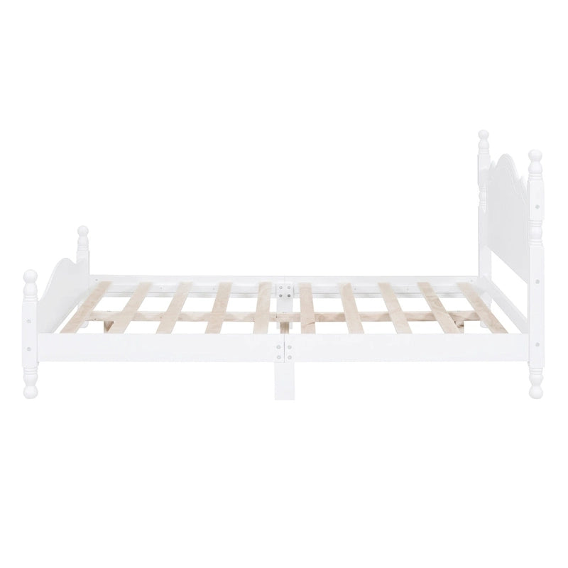 Estructura de cama de plataforma retro de madera blanca/negra - Matrimonial y Queen, 1 persona / 2 personas