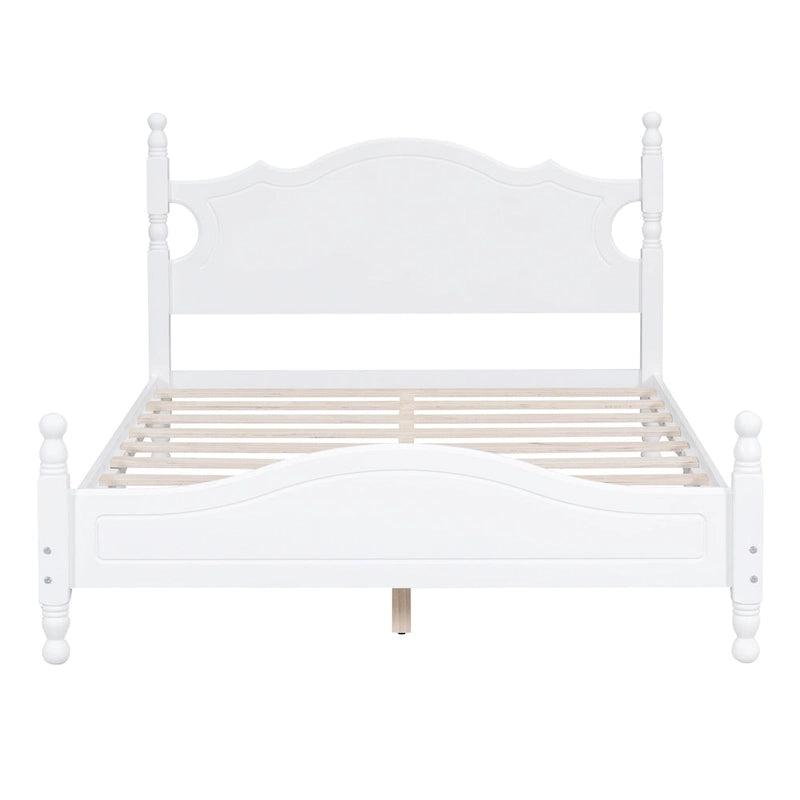 Estructura de cama de plataforma retro de madera blanca/negra - Matrimonial y Queen, 1 persona / 2 personas